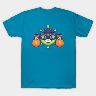Cute virus with money cartoon 9 T-Shirt